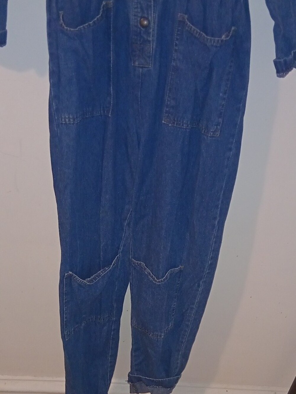 Next Step Denim Button-Front Women’s Jumpsuit with Elastic Waist - Blue - Picture 3 of 8